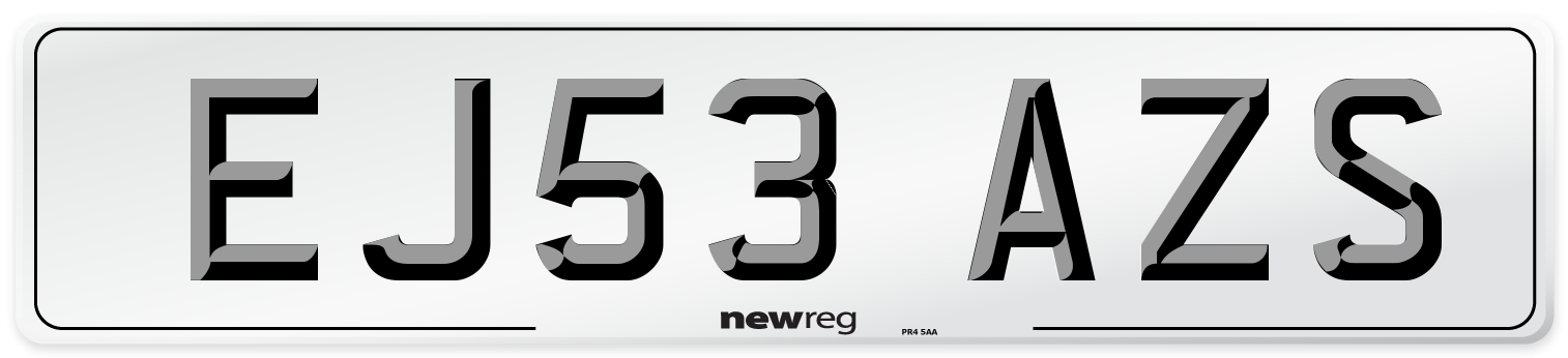 EJ53 AZS Number Plate from New Reg